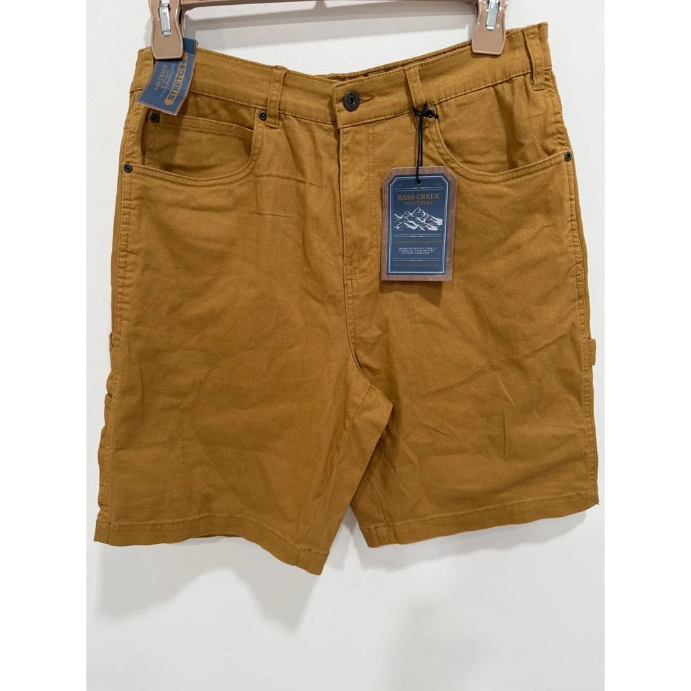 Bass Creek Outfitters Mens Stretch Twill Carpenter Shorts Wheat Brown BO468029